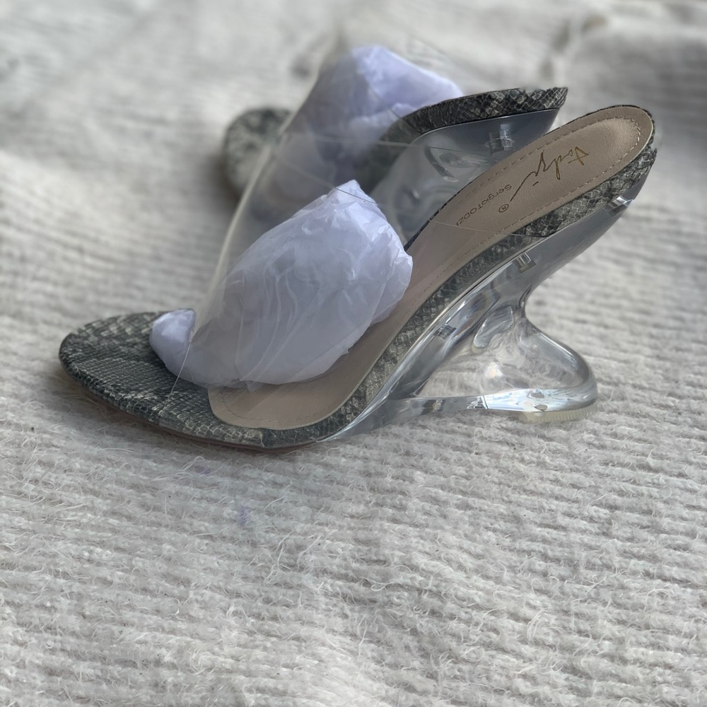 Clear/Lucite Snake Print Heel